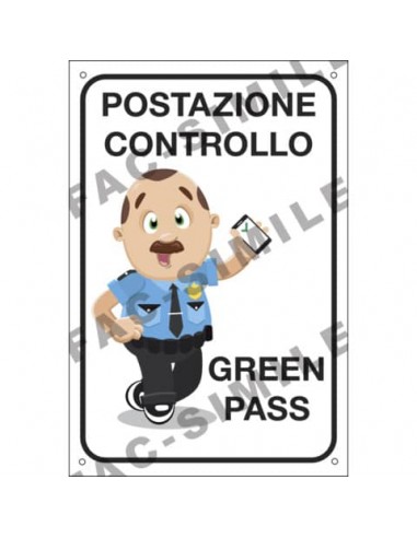 Cartello informativo  30x20 cm Cartelli Segnalatori ''Postazione controllo Green Pass'' - 35372