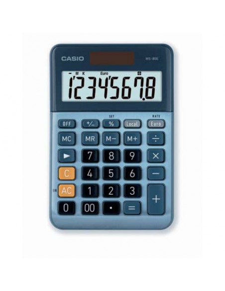 Calcolatrice da tavolo Casio MS-80E-W-EP - grigio - solare e batteria display 8 cifre - MS-80E-W-EP
