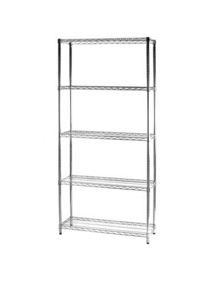 Scaffale cinque ripiani d'acciaio cromato Serena Group Archimede 90x35xH.200 cm - 5X359020