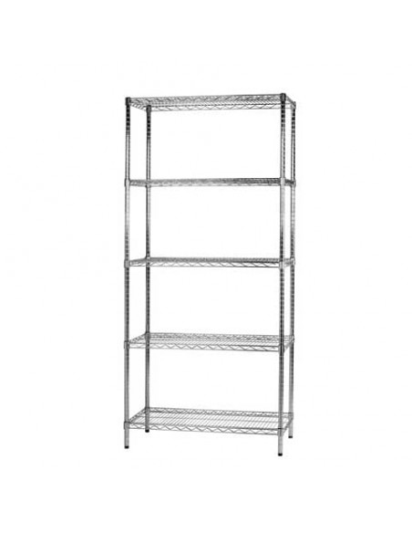 Scaffale cinque ripiani d'acciaio cromato Serena Group Archimede 90x45xH.200 cm - 5X459020