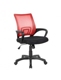 Sedia operativa con braccioli  Serena Group St. Louis schienale in rete rosso rivestimento tessuto nero - E8085MR