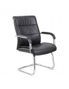 Poltrona attesa su slitta con braccioli Serena Group Los Angeles rivestimento in PU  nero - E9249GK
