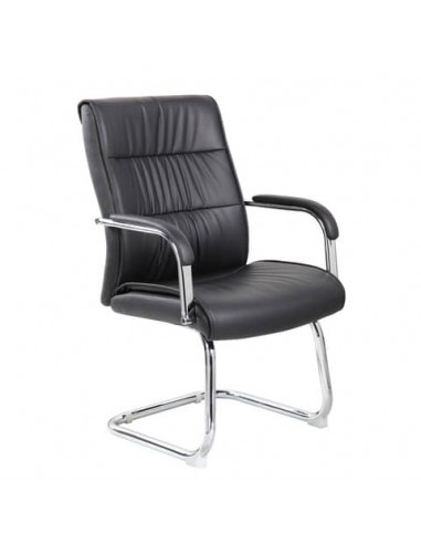 Poltrona attesa su slitta con braccioli Serena Group Los Angeles rivestimento in PU  nero - E9249GK