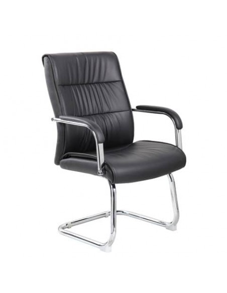 Poltrona attesa su slitta con braccioli Serena Group Los Angeles rivestimento in PU  nero - E9249GK