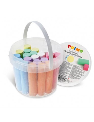 Secchiello 22 gessi da strada Primo Jumbo 7 colori - assortiti - in calcio carbonato - 0032GC22JC
