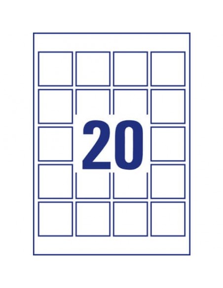 Etichette adesive Avery in carta bianca coprente per stampa QR code 20 et/foglio 45x45 mm -conf. 25 fogli L7121-25