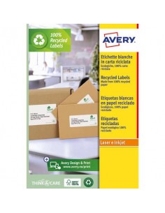 Etichette in carta riciclata bianca per buste e pacchi Avery Laser 21 et./foglio 63