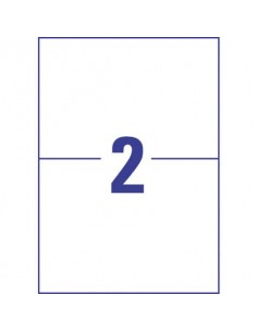 Etichette in polietilene bianco Avery 2 et./foglio Laser - 210x148 mm conf. 10 fogli - L7916-10