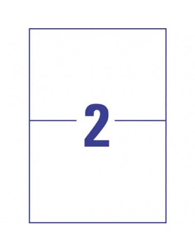 Etichette in polietilene bianco Avery 2 et./foglio Laser - 210x148 mm conf. 10 fogli - L7916-10
