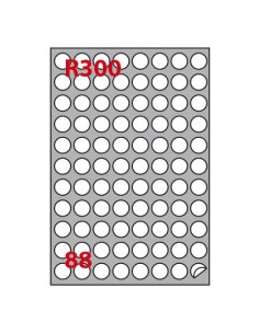 Etichette bianche rotonde permanenti Copiatabu R300 laser/inkjet - 88 et./foglio - cf. 100 fogli Markin Ø20 mm