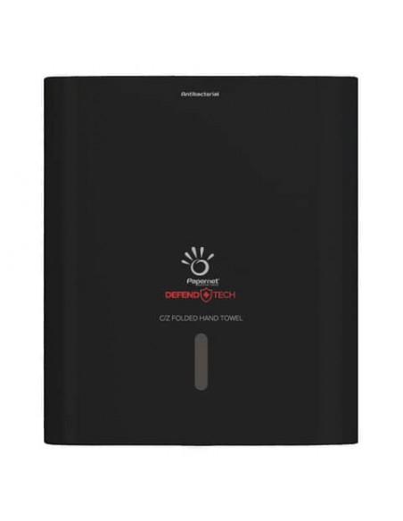 Dispenser antibatterico con adattatore Papernet Defend Tech per asciugamani piegati a C e Z  nero - 33