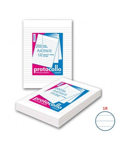 Fogli protocollo A4 - 60 g/mq - Blasetti 1R - senza margini - Risma da 200 fogli - 1280