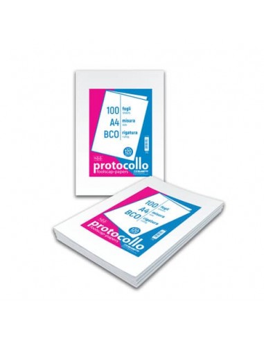 Fogli protocollo A4 - 120 gr/mq - Blasetti bianco - Risma da 100 fogli - 7149