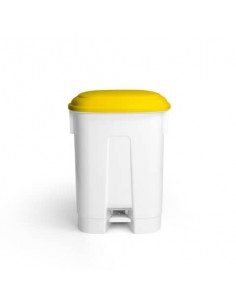 Pattumiera bianca a pedale 2x30 L - 50x36x68 cm TTS coperchio giallo 00005748