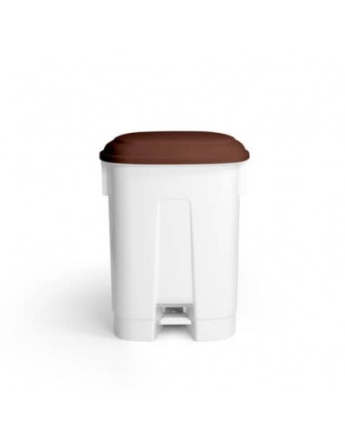 Pattumiera bianca a pedale 2x30 L - 50x36x68 cm TTS coperchio marrone 00005745J