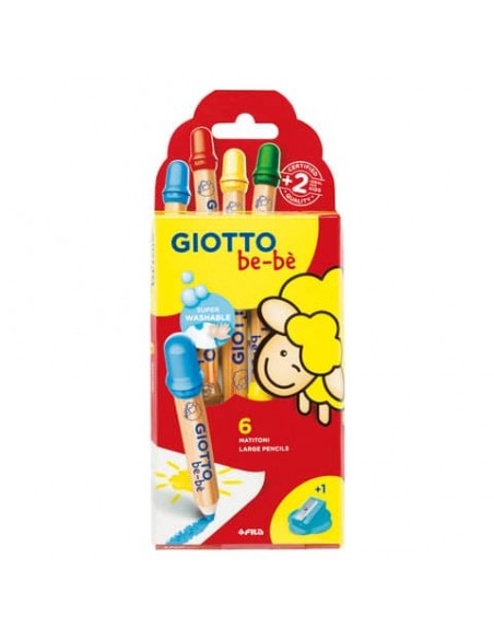 Matitoni in colori assortiti + appuntamatitone - conf. 6 pezzi Giotto Bebè assortiti - F477600