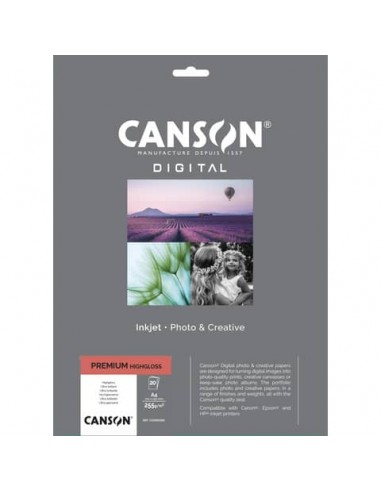 Carta fotografica Premium bianca 20 fogli - 255 g/m²  HighGloss RC Canson A4 C33300S005