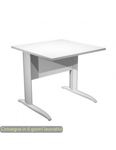 Scrivania piano bianco 80x80xH.72 cm gamba a L in metallo grigio alluminio linea Presto Artexport - 001K2/3/AA