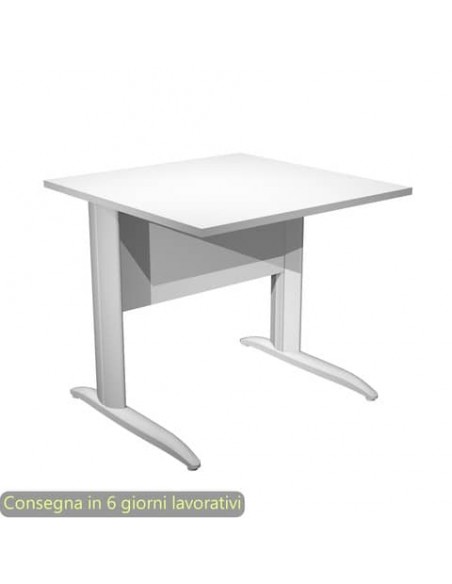 Scrivania piano bianco 80x80xH.72 cm gamba a L in metallo grigio alluminio linea Presto Artexport - 001K2/3/AA