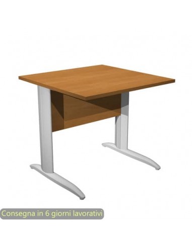 Scrivania piano noce chiaro 80x80xH.72 cm gamba a L in metallo grigio alluminio linea Presto Artexport - 001K2/4/AA