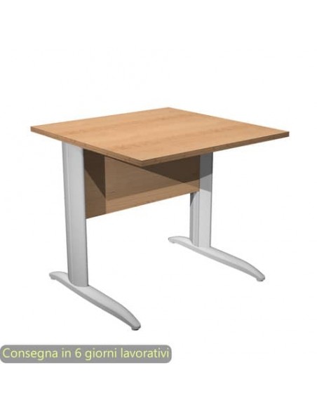 Scrivania piano faggio 80x80xH.72 cm gamba a L in metallo grigio alluminio linea Presto Artexport - 001K2/6/AA