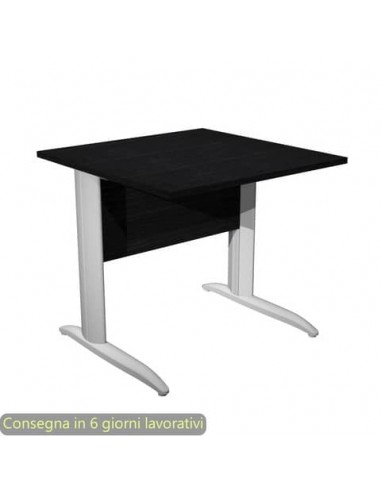 Scrivania piano nero venato frassino 80x80xH.72 cm gamba a L metallo grigio alluminio Presto Artexport - 001K2/8/AA
