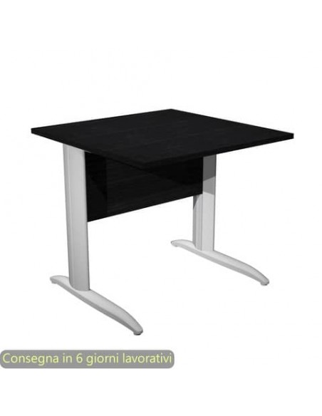 Scrivania piano nero venato frassino 80x80xH.72 cm gamba a L metallo grigio alluminio Presto Artexport - 001K2/8/AA