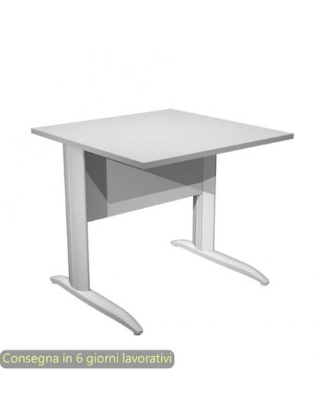 Scrivania piano grigio 80x80xH.72 cm gamba a L in metallo grigio alluminio linea Presto Artexport - 001K2/9/AA