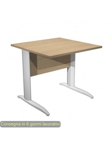 Scrivania piano rovere 80x80xH.72 cm gamba a L in metallo grigio alluminio linea Presto Artexport - 001K2/C/AA