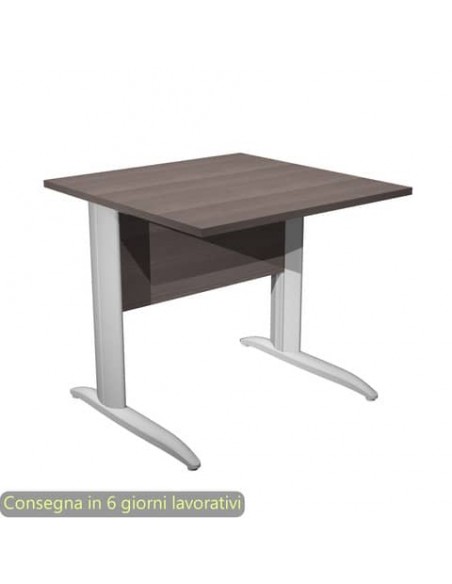 Scrivania piano frassino toscano 80x80xH.72 cm gamba a L metallo grigio alluminio Presto Artexport - 001K2/F/AA