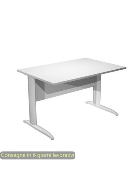 Scrivania piano bianco 120x80xH.72 cm gamba a L in metallo grigio alluminio linea Presto Artexport - 004K2/3/AA