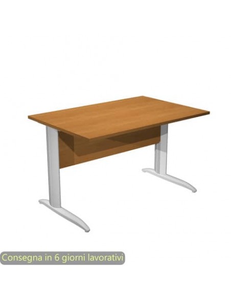 Scrivania piano noce chiaro 120x80xH.72 cm gamba a L in metallo grigio alluminio linea Presto Artexport - 004K2/4/AA
