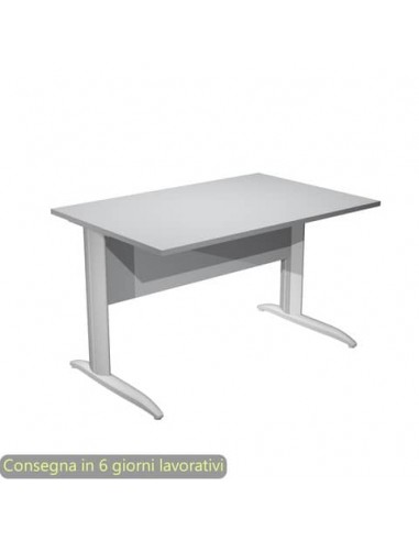 Scrivania piano grigio 120x80xH.72 cm gamba a L in metallo grigio alluminio linea Presto Artexport - 004K2/9/AA