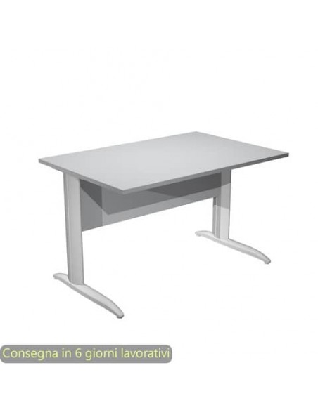 Scrivania piano grigio 120x80xH.72 cm gamba a L in metallo grigio alluminio linea Presto Artexport - 004K2/9/AA