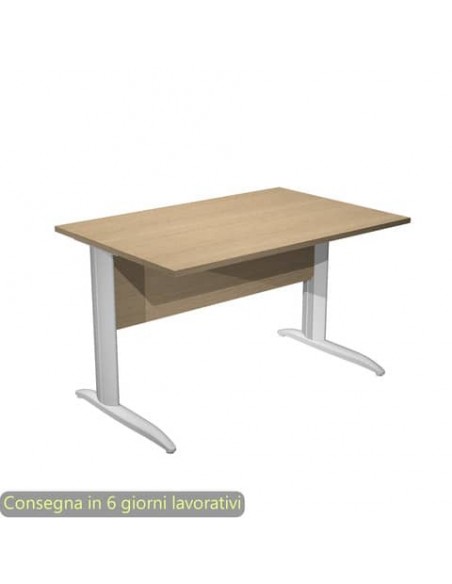 Scrivania piano rovere 120x80xH.72 cm gamba a L in metallo grigio alluminio linea Presto Artexport - 004K2/C/AA