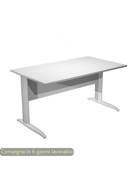 Scrivania piano bianco 140x80xH.72 cm gamba a L in metallo grigio alluminio linea Presto Artexport - 002K2/3/AA