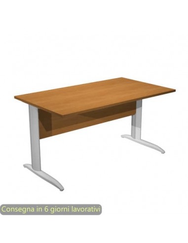 Scrivania piano noce chiaro140x80xH.72 cm gamba a L in metallo grigio alluminio linea Presto Artexport - 002K2/4/AA