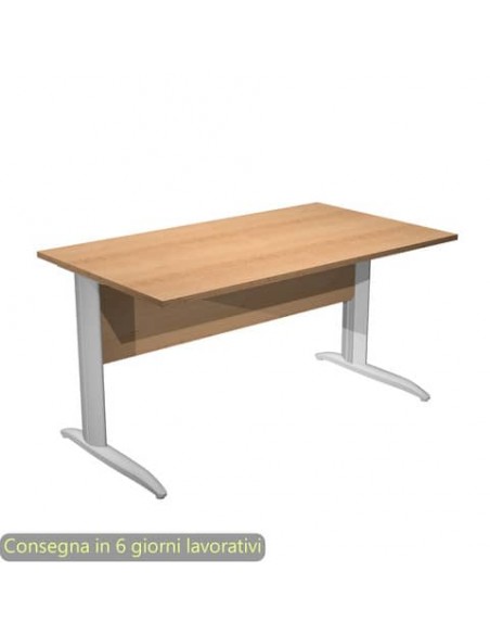Scrivania piano faggio 140x80xH.72 cm gamba a L in metallo grigio alluminio linea Presto Artexport - 002K2/6/AA