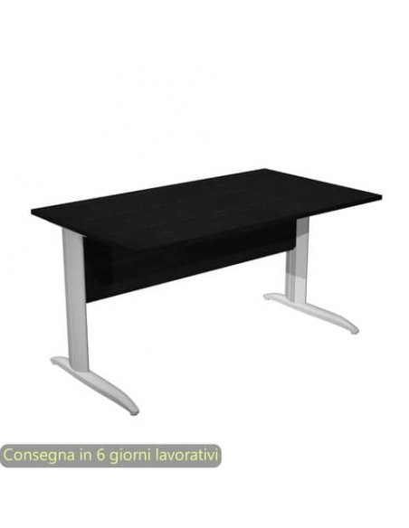 Scrivania piano nero venato frassino 140x80xH.72 cm gamba a L metallo grigio alluminio Presto Artexport - 002K2/8/AA