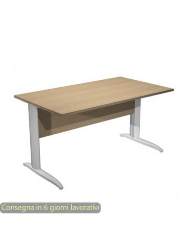 Scrivania piano rovere 140x80xH.72 cm gamba a L in metallo grigio alluminio linea Presto Artexport - 002K2/C/AA