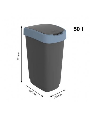 Cestino gettacarte Rotho Twist con coperchio basculante 50 L horizon blu F600320