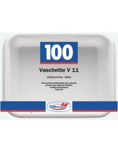 Vaschette bianche V/11 in polistirene 125x95x47mm conf. 100 pz Dopla Professional 400 ml - 7012