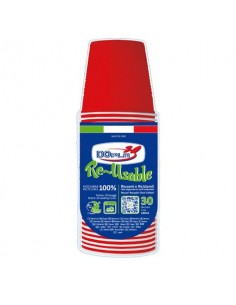 Bicchieri rosso in polistirene conf. 30 pz Dopla Reusable 230 ml 22703