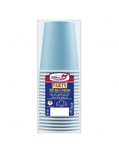 Bicchieri carta WD 250 ml conf. 20 pz Dopla Green azzurro 42190