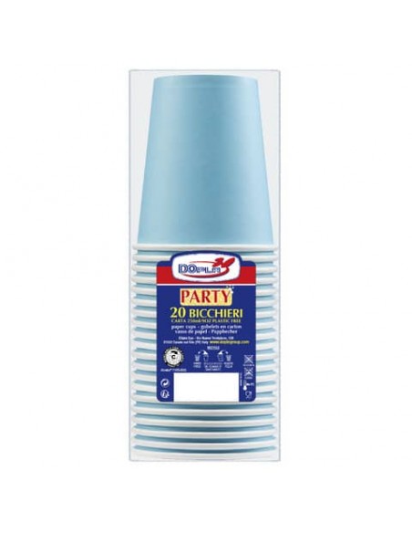 Bicchieri carta WD 250 ml conf. 20 pz Dopla Green azzurro 42190