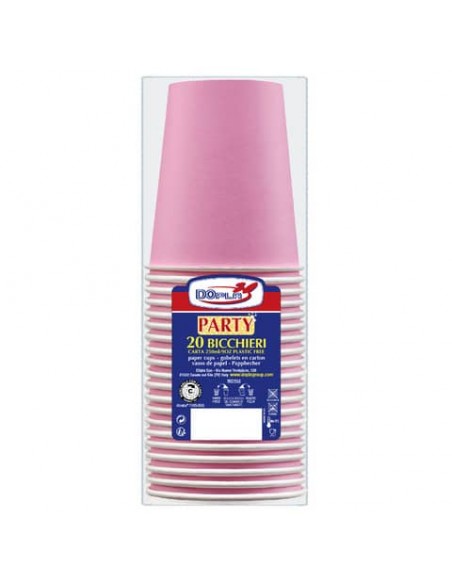 Bicchieri carta WD 250 ml conf. 20 pz Dopla Green rosa 42192