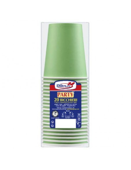 Bicchieri carta WD 250 ml conf. 20 pz Dopla Green verde 42191