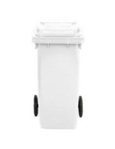 Bidone carrellato per raccolta differenziata 120 lt con coperchio PEHD Mobil Plastic bianco - 1/120/5-BIL