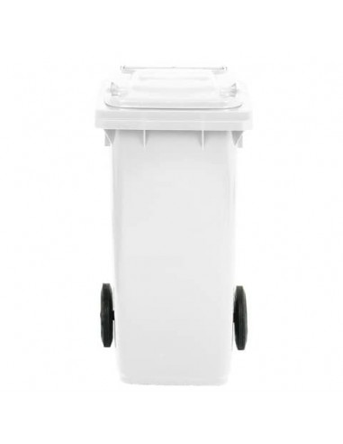 Bidone carrellato per raccolta differenziata 120 lt con coperchio PEHD Mobil Plastic bianco - 1/120/5-BIL