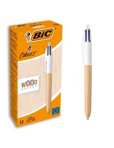 Penna a sfera a scatto BIC 4 Colours 1 mm - fusto Wood Effect 508964